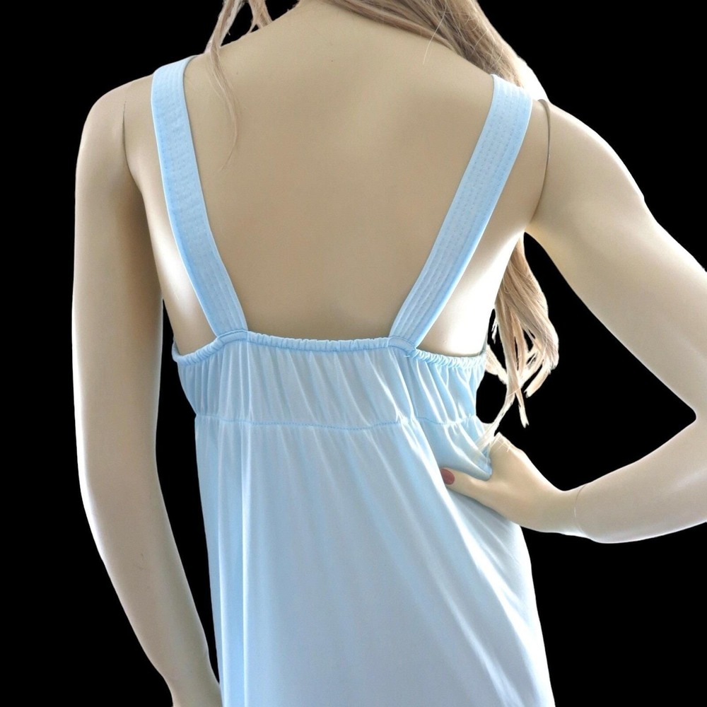 Vtg 70s Sky Blue Gown Empire Waist M Ethereal Archival Romantic Dreamy Aesthetic - Picture 6 of 8